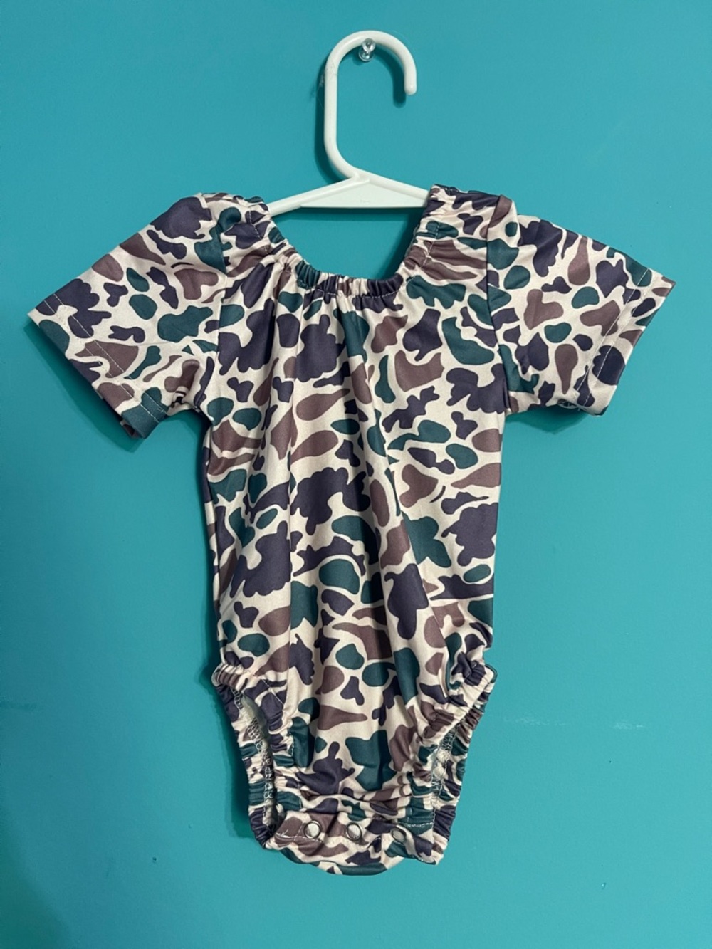 Baby Girls' Camouflage One-Piece Bodysuit - Teal & Brown